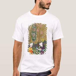 Twee figuren die in een boomgaard worden afgelezen t-shirt
