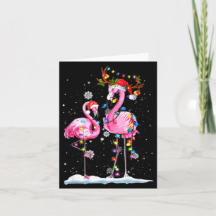 Twee Flamingo Met Kerstman Hoed En Lichtjes Pretti Kaart