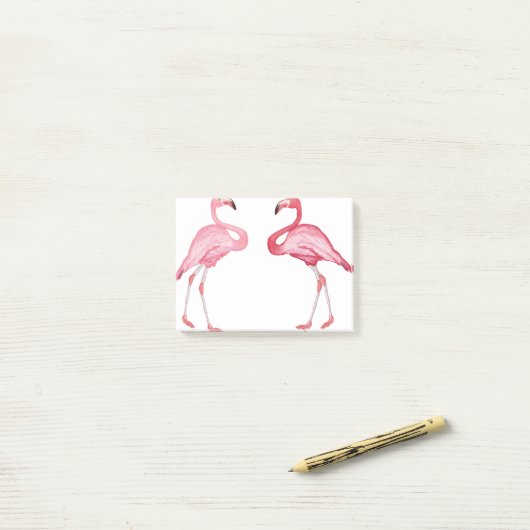Twee flamingo post-it® notes (Op bureau)