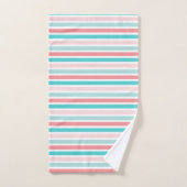 Twee Flamingos Blauwgroen roze streep Bad Handdoek (Handdoek)