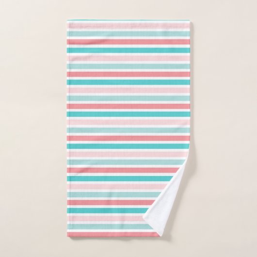 Twee Flamingos Blauwgroen roze streep Bad Handdoek (Handdoek)