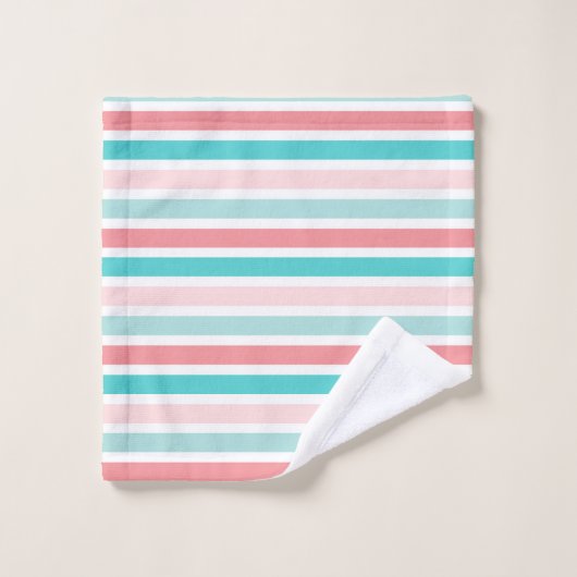Twee Flamingos Blauwgroen roze streep Bad Handdoek (Wasdoekje)