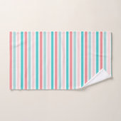 Twee Flamingos Blauwgroen roze streep Bad Handdoek (Handdoek)