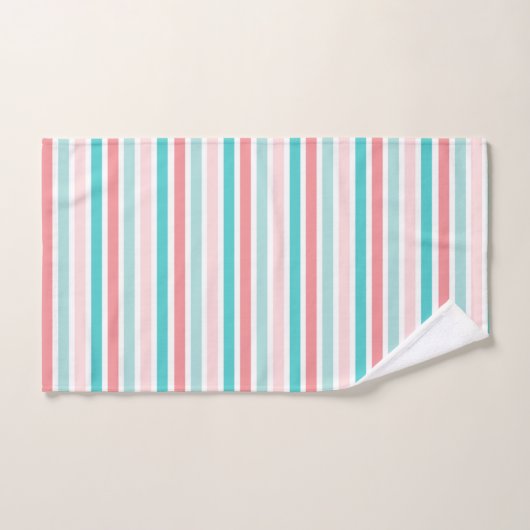 Twee Flamingos Blauwgroen roze streep Bad Handdoek (Handdoek)