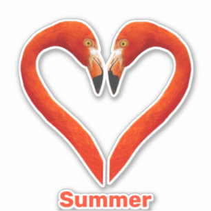 Twee flamingo's & hartvorm met bewerkbare tekst sticker