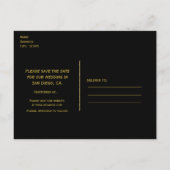 Twee flamingo's houden van zwart en goud Save the  Aankondigingskaart (Achterkant)