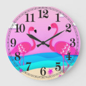 Twee Flamingos Wall Clock Grote Klok (Voorkant)