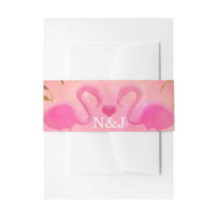 Twee flamingos Waterverf Summer Beach Weddenschap Uitnodigingen Wikkel