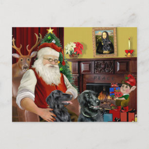 Twee Flat Coated Retrievers van Sinterklaas Feestdagenkaart