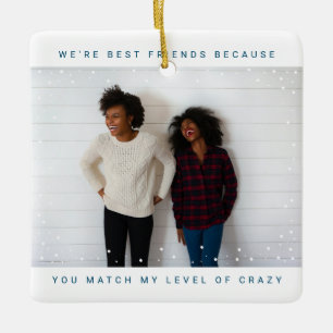 Twee foto Blue Best Friend Snowfall Holiday Keramisch Ornament
