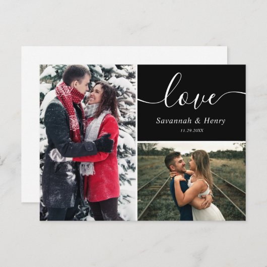 Twee foto collage Zwarte liefde script Briefkaart (Voorkant / Achterkant)