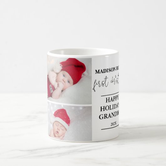 Twee foto Eerste Kerstmis Grootmoeder Mok (Center)