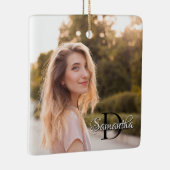 Twee foto Girly Chic Monogram Keramisch Ornament (Rechts)