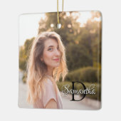 Twee foto Girly Chic Monogram Keramisch Ornament (Links)