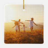 Twee foto Girly Chic Monogram Keramisch Ornament (Achterkant)