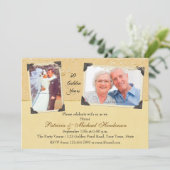 Twee Foto Gouden Jubileum Damast Kaart (Staand voorkant)