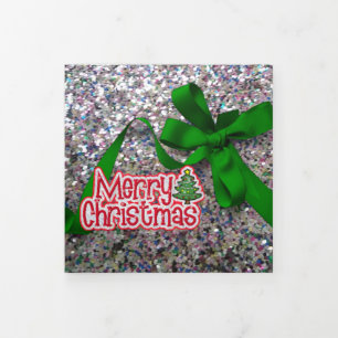 Twee foto kerstglitter drieluik wenskaart