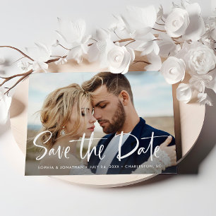 Twee foto Modern script slaat de datum op Save The Date