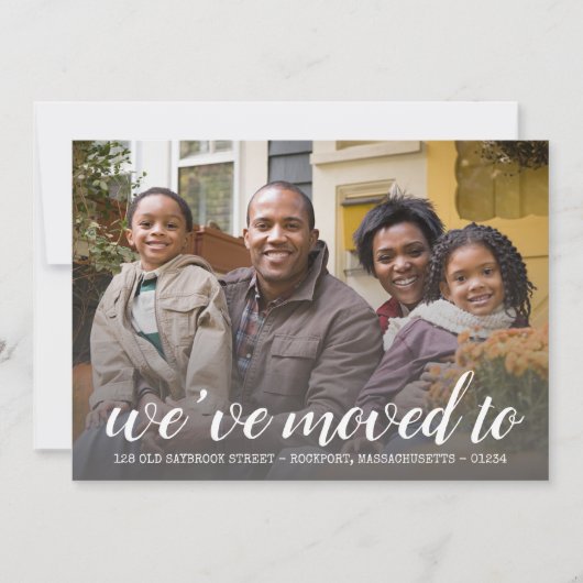 Twee foto Ons Is Verhuisd Script Adres Gewijzigd Aankondiging (Voorkant)