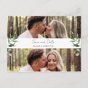 Twee Foto op laatste bruiloft sparen het Briefkaar Briefkaart