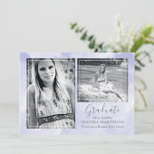 Twee foto Paarse achtergrond Afstuderen Aankondiging (Staand voorkant)