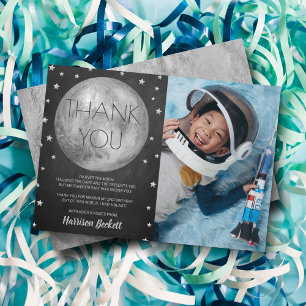 Twee foto van de maan 2e verjaardag bedankkaart