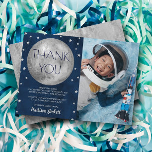 Twee foto van de maan 2e verjaardag bedankkaart