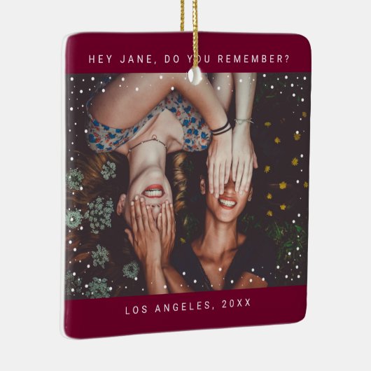 Twee foto-vriendinnetjes met holiday Keepomwille Keramisch Ornament (Rechts)