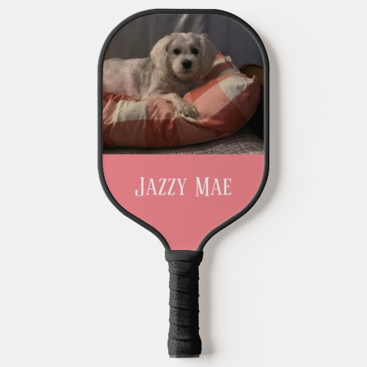 Twee fotocollage-monogram pickleball paddle (Voorkant)