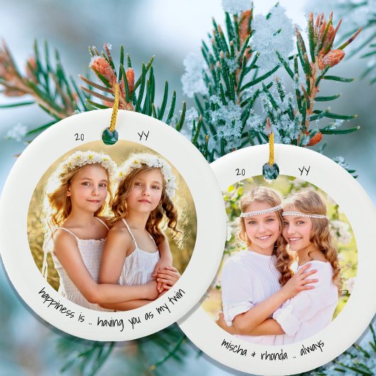 Twee fotogeluk is ... Twin Cute Minimalist Keramisch Ornament