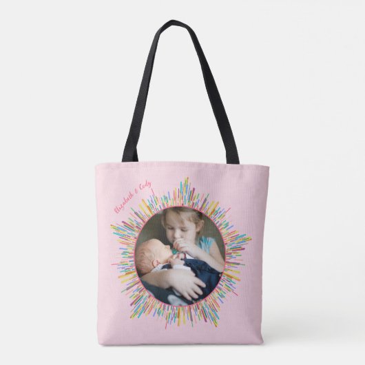 Twee foto's Abstract en kleurrijke kunst aangepast Draagtas (Achterkant)