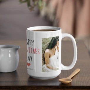 Twee foto's Fijne Valentijnsdag Cadeaubonnen Koffiemok