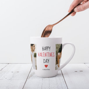 Twee foto's Fijne Valentijnsdag Cadeaubonnen Latte Mok