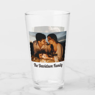 Twee foto's gepersonaliseerde aangepaste 16oz pint glas