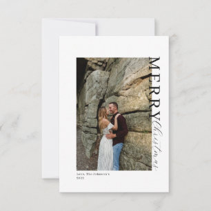 Twee foto's met een minimalistische kerstkaart RSVP kaartje