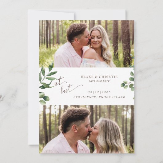 Twee foto's op de laatste bruiloft save the date (Voorkant)