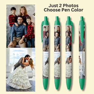Twee foto's op groen zwarte inkt pen