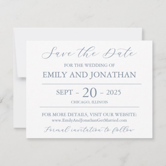 Twee foto's Sla de datum Kaart in Dusty Blue (Achterkant)