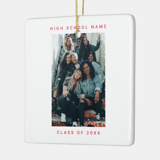 Twee foto's van Bright Red Snowfall School College Keramisch Ornament (Links)