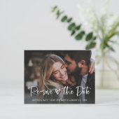 Twee foto's | Witte hart en schrift wijzig de datu Aankondigingskaart (Staand voorkant)