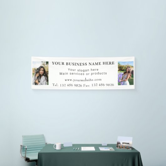 Twee foto's Zakelijke contactgegevens bewerkbaar Spandoek (Beurs)