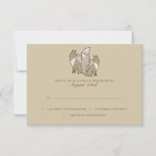 Twee Foxes Wedding Invitation rsvp Kaartje (Voorkant)