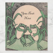 Twee Fun Arguing Groene Kikkers op Lily Pad Volle Wijn Etiket (Enkel label)