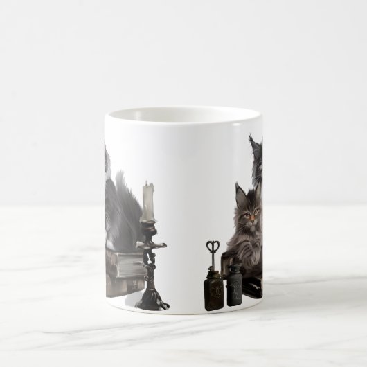 Twee furry Maine Coon kittens Magische Mok (Center)