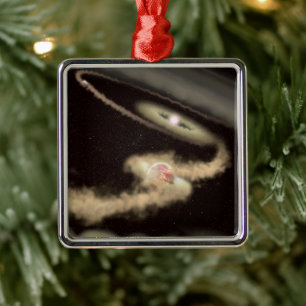 Twee gasreus-exoplaneten die om een jonge ster dra metalen ornament