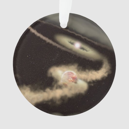 Twee gasreus-exoplaneten die om een jonge ster dra ornament (voorkant)