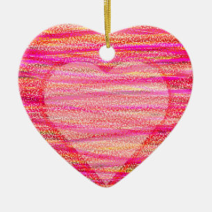 Twee gearceerde rode harten op een Valentijnsdag b Keramisch Ornament