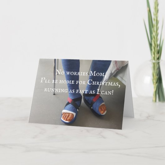 Twee gebroken benen gips foto aangepaste tekst kaart (Voorkant)