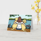 Twee Geel Lange Labradors en Mamma Kaart (Gele Bloem)