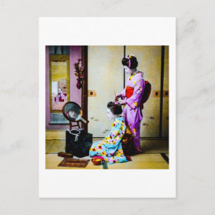 Twee Geisha Doing Hair  Oude Japanners Briefkaart